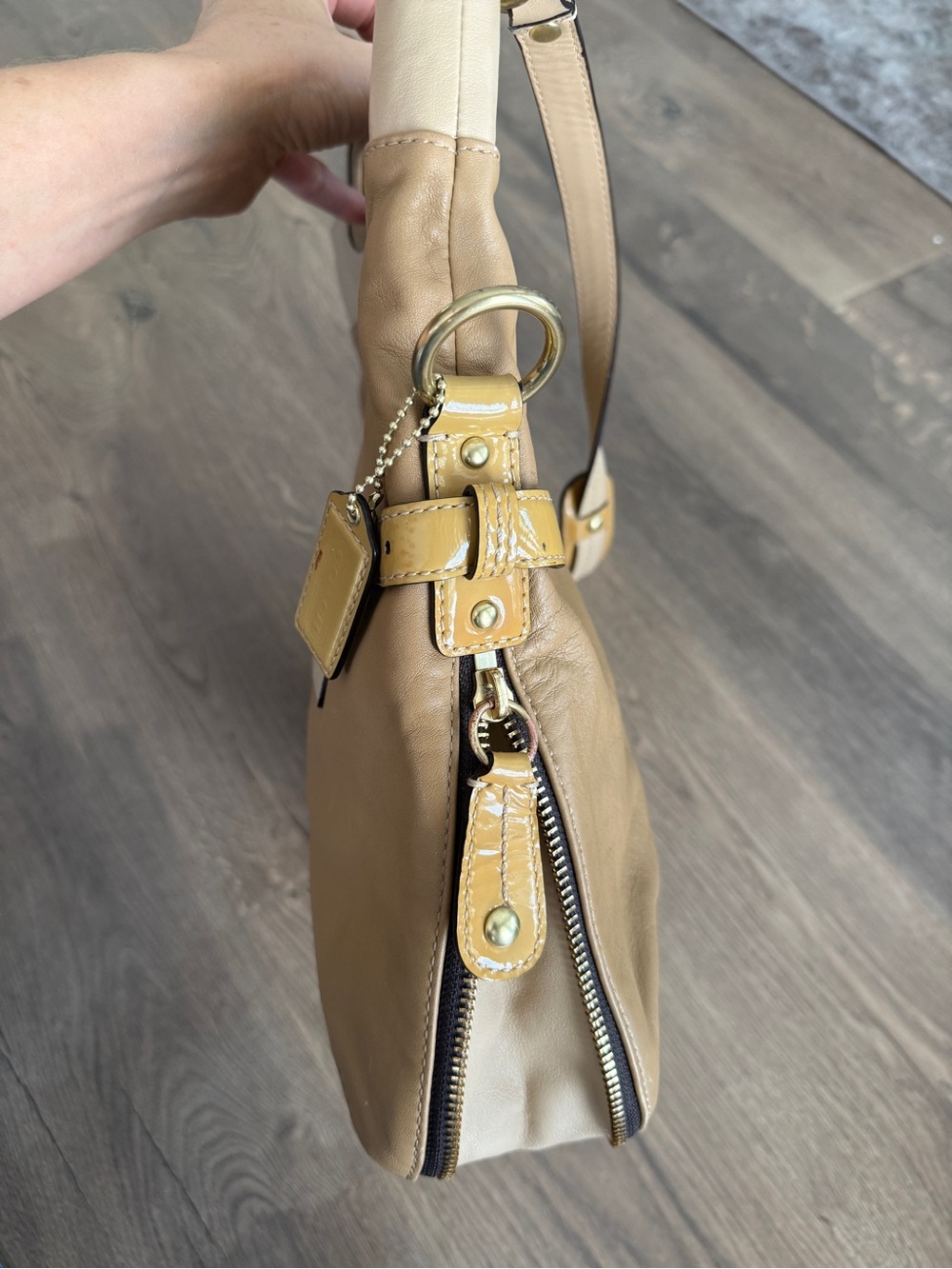 Coach Bonnie Foldover Tan Leather Shoulder Bag - Picture 6 of 16